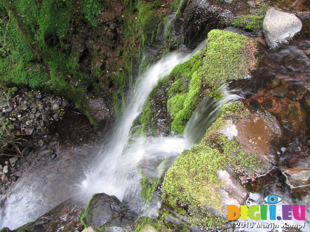 SX14490 Looking down Nant Bwrefwr river waterfall